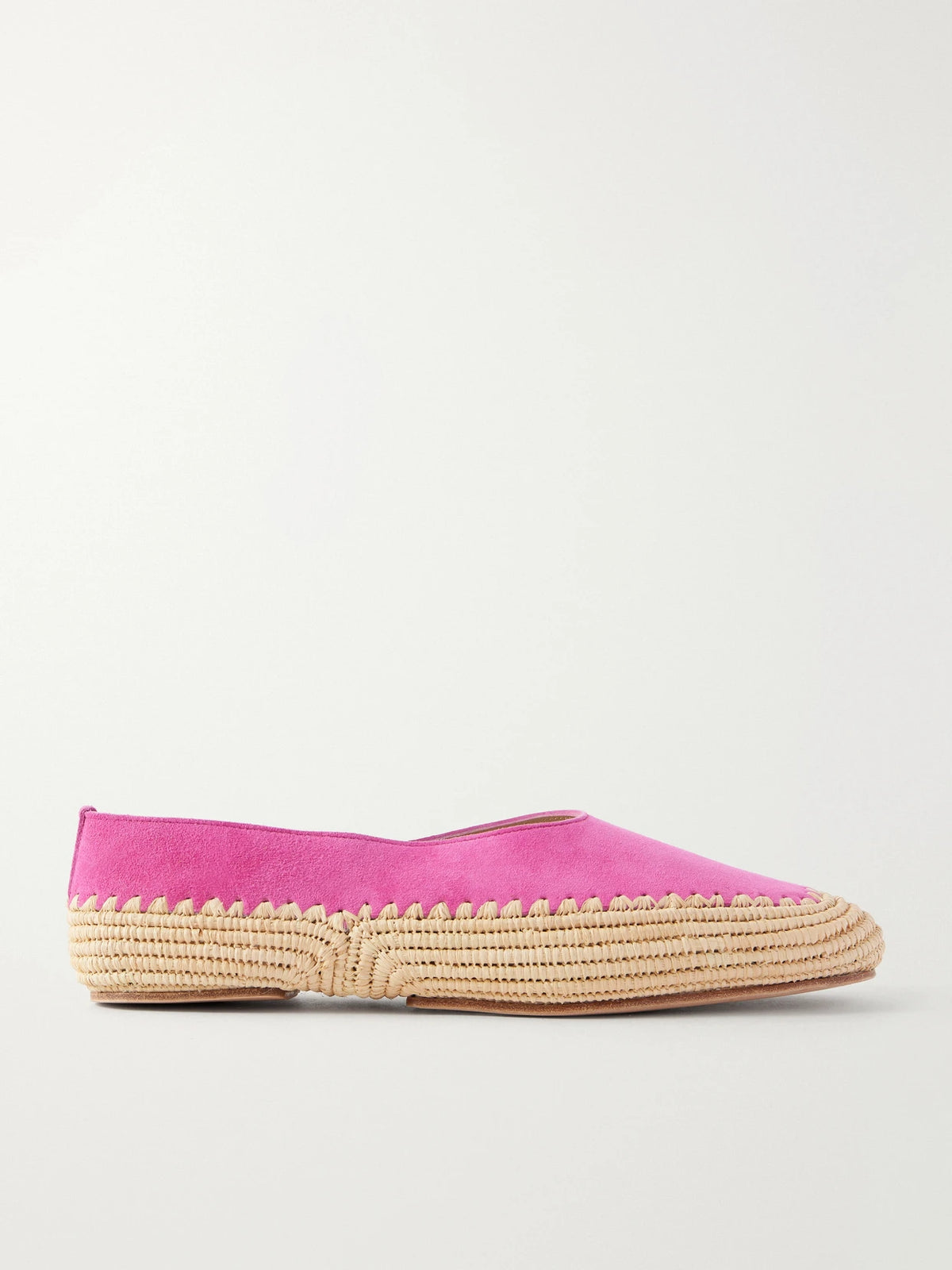 Suede And Raffia Ballet Flats