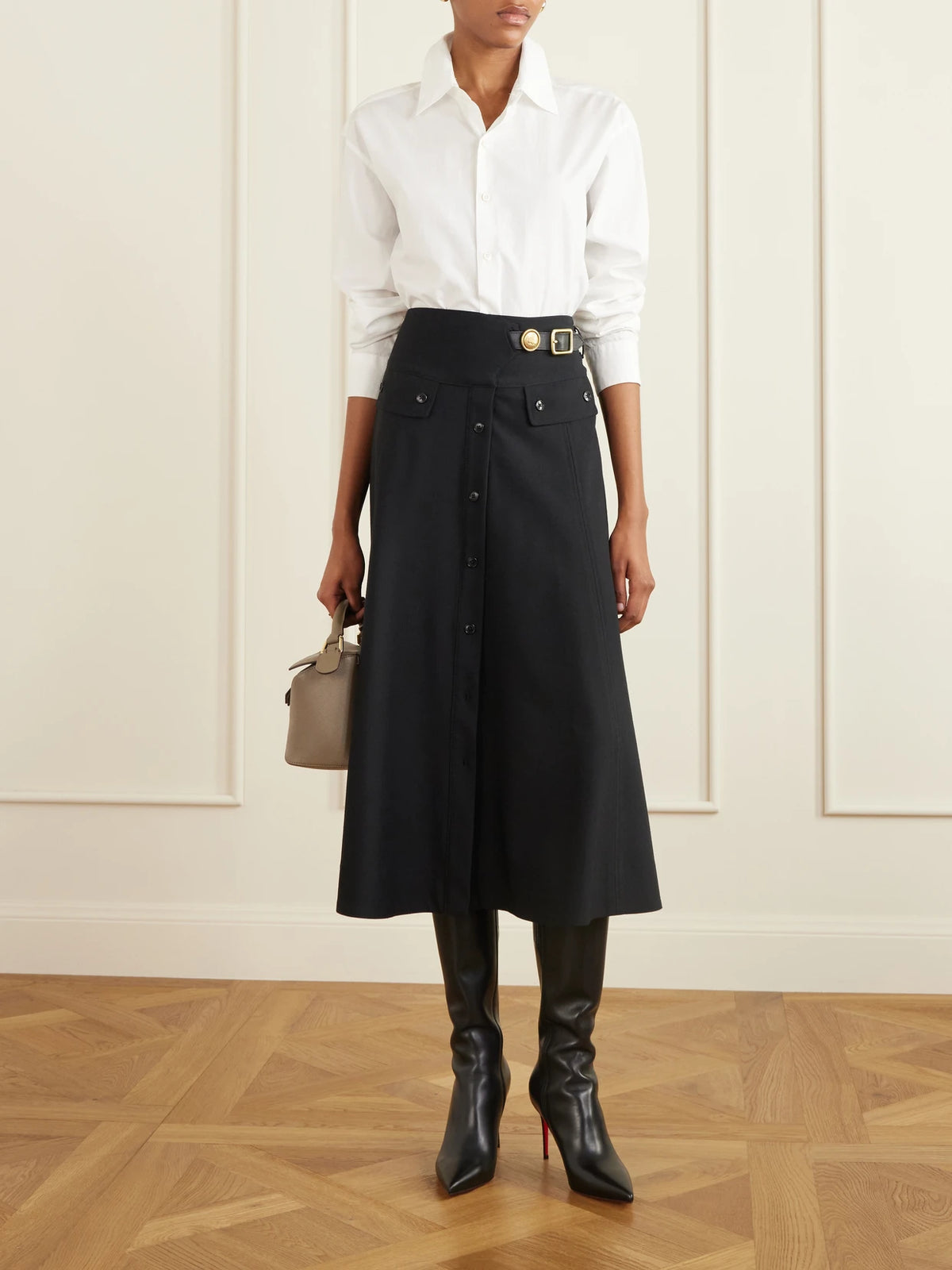 Image of Boots. Product name - Kate Botta 85 Leather Knee Boots in Black colour by brand - Christian Louboutin