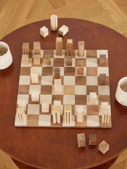 Image of Decor. Product name - Wood Board Game in Brown colour by brand - Brunello Cucinelli