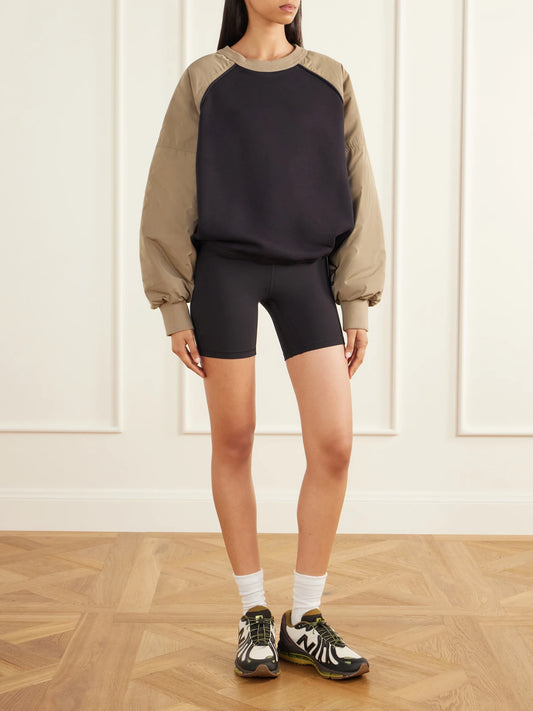 Image of Sleepwear & Loungewear. Product name - + Zendaya Two-tone Shell-trimmed Cotton-blend Jersey Sweatshirt in Beige colour by brand - ON