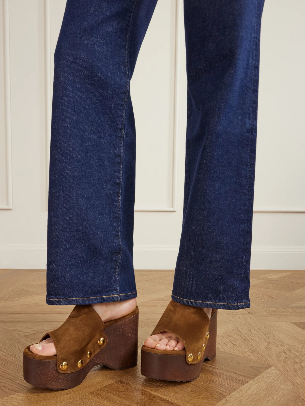 Ardèa 60 Studded Suede Platform Wedge Mules
