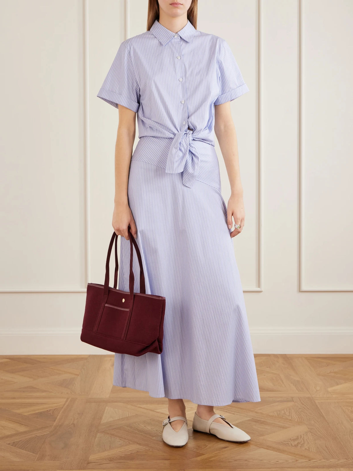 RUE de VERNEUIL Club Leather-trimmed Flannel Tote