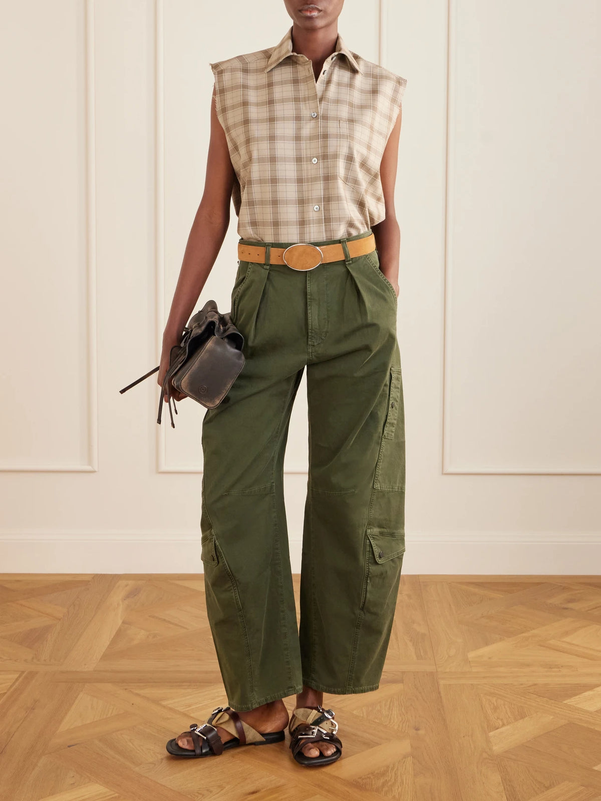 Image of Sandals. Product name - Buckled Leather Sandals in Black colour by brand - Acne Studios