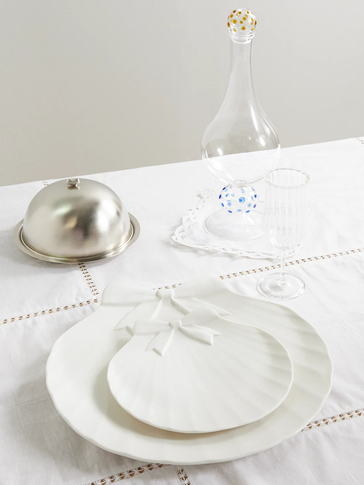 Image of Tableware. Product name - Sadaf Set Of Two Porcelain Dessert Plates in Off-white colour by brand - Gohar World