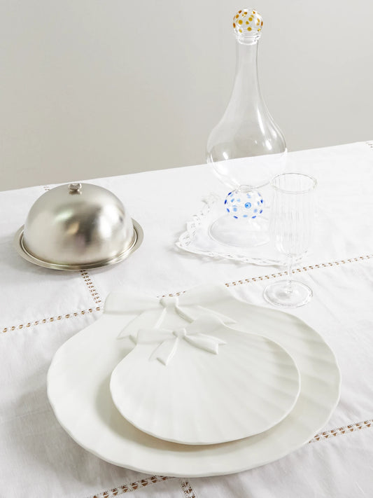 Image of Tableware. Product name - Sadaf Set Of Two Porcelain Dessert Plates in Off-white colour by brand - Gohar World