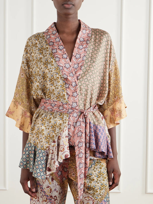 Zimmermann Fairlight Printed Silk-satin Wrap Blouse