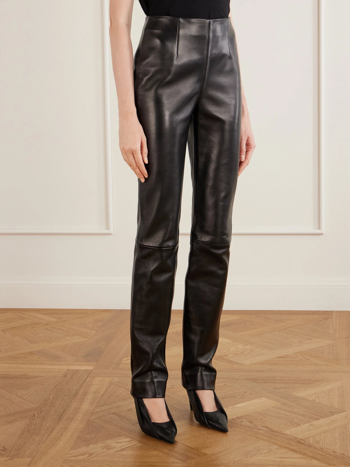 KHAITE Ryden Leather Straight-leg Pants