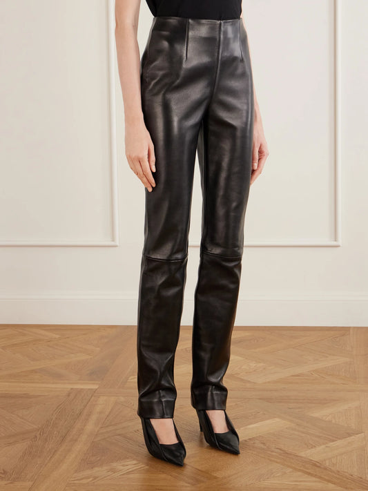 KHAITE Ryden Leather Straight-leg Pants