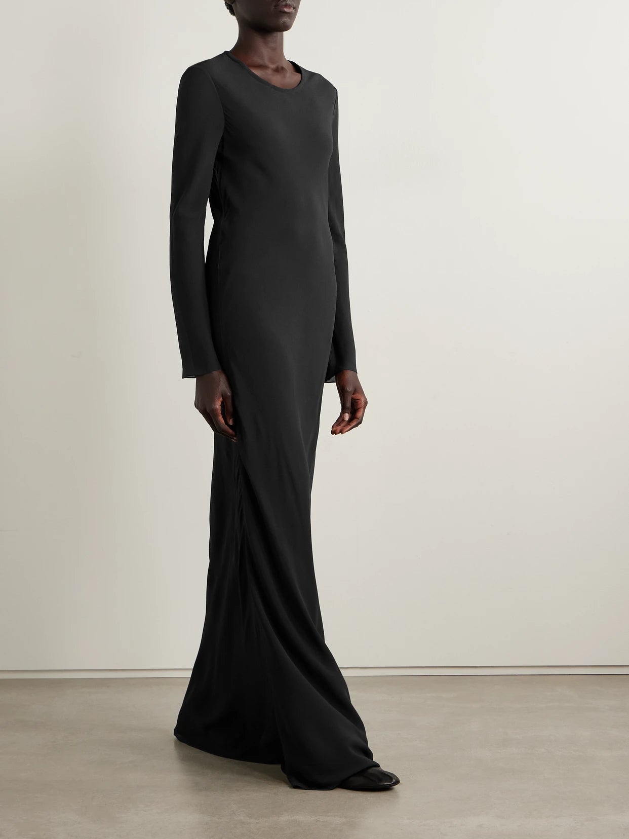Image of Dresses. Product name - Merita Silk-georgette Gown in Black colour by brand - The Row