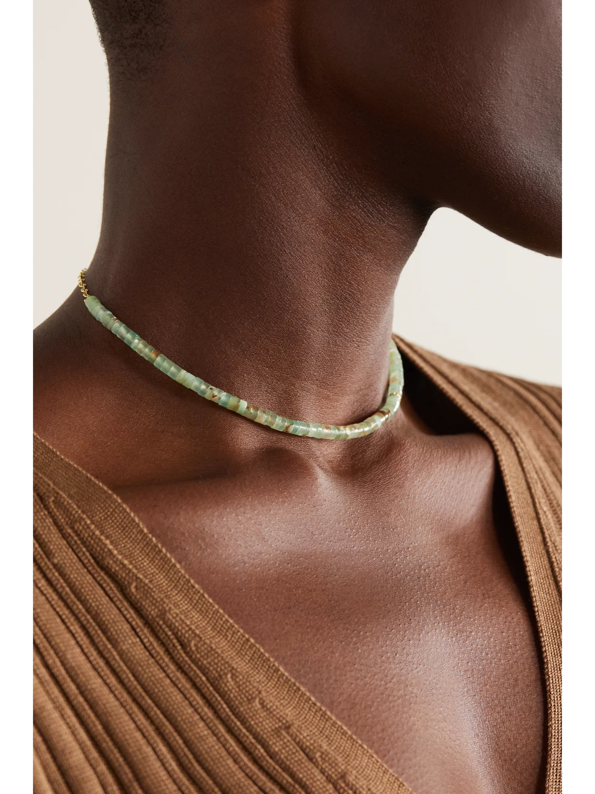 Image of Necklaces. Product name - 14-karat Gold, Aquaprase And Diamond Choker in Multi colour by brand - Sydney Evan