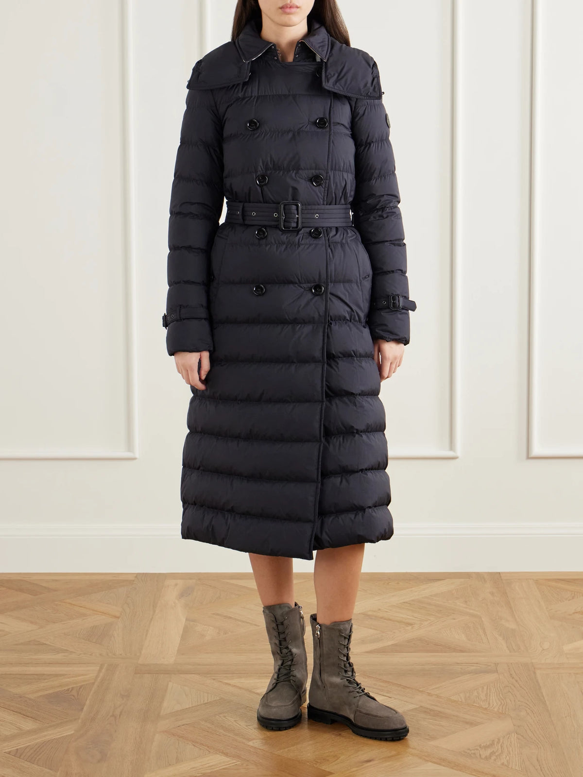 Burberry Belted Double-breasted Quilted Padded Shell Coat