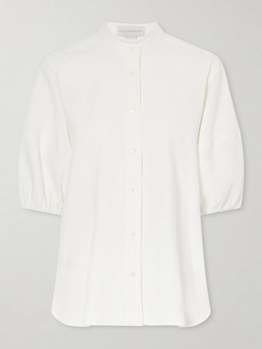 Image of a model wearing Tops. Product name - Cotton-crepon Shirt in White colour by brand - Stella McCartney