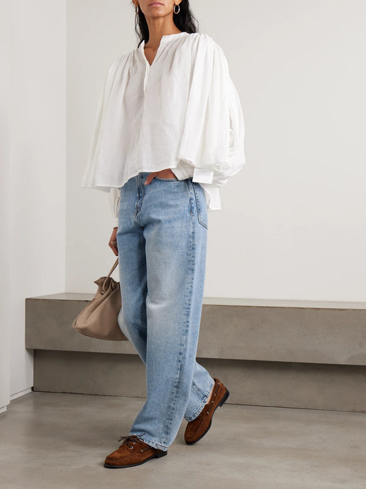 Image of Jeans. Product name - Signature Baggy Boyfriend Jeans in Mid denim colour by brand - RÓHE