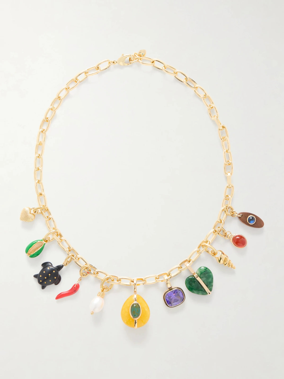The Tiny Treasure Gold-tone, Pearl, Crystal, Cubic Zirconia And Enamel Necklace