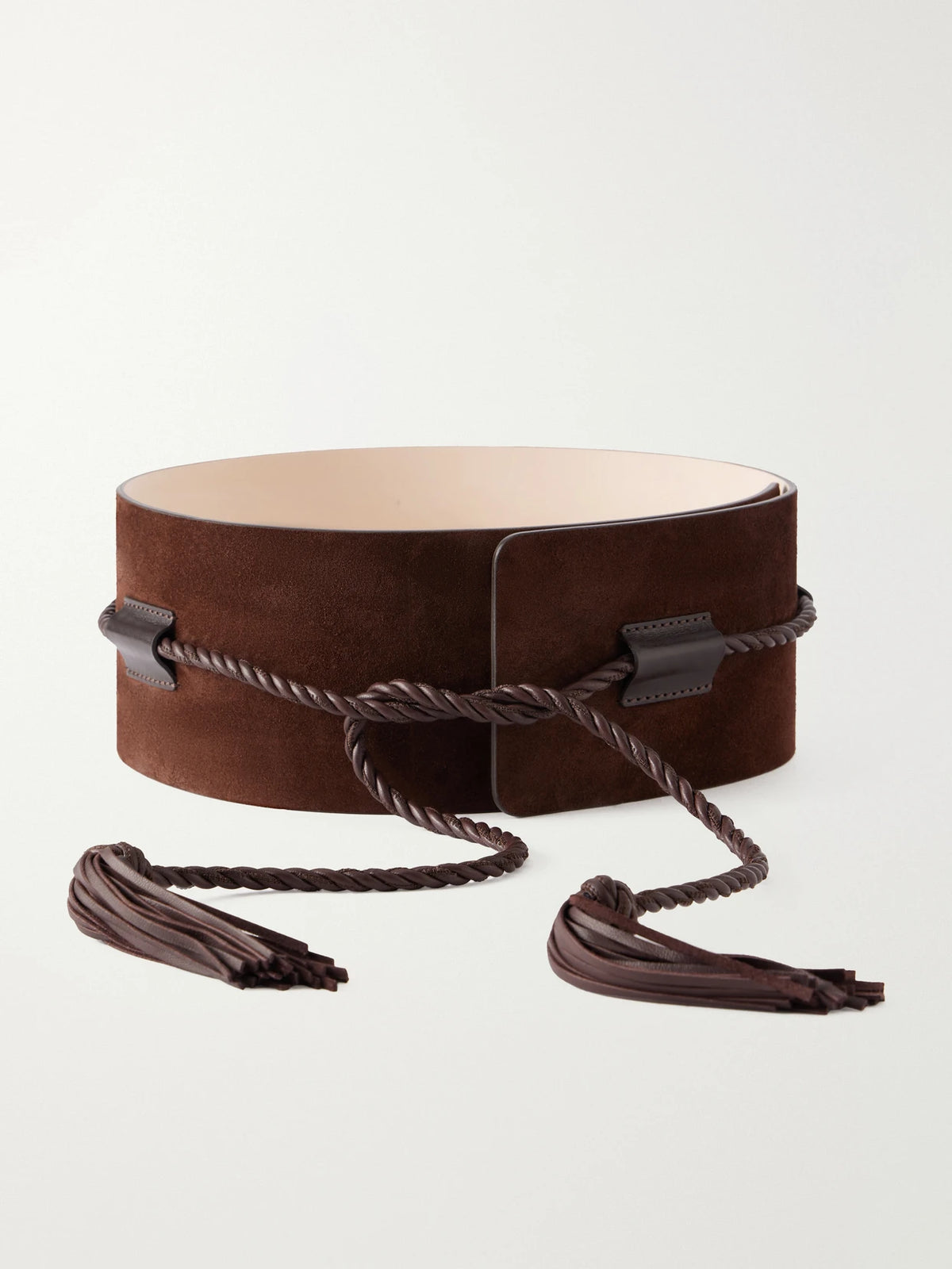 Sedona Tasseled Leather-trimmed Suede Belt