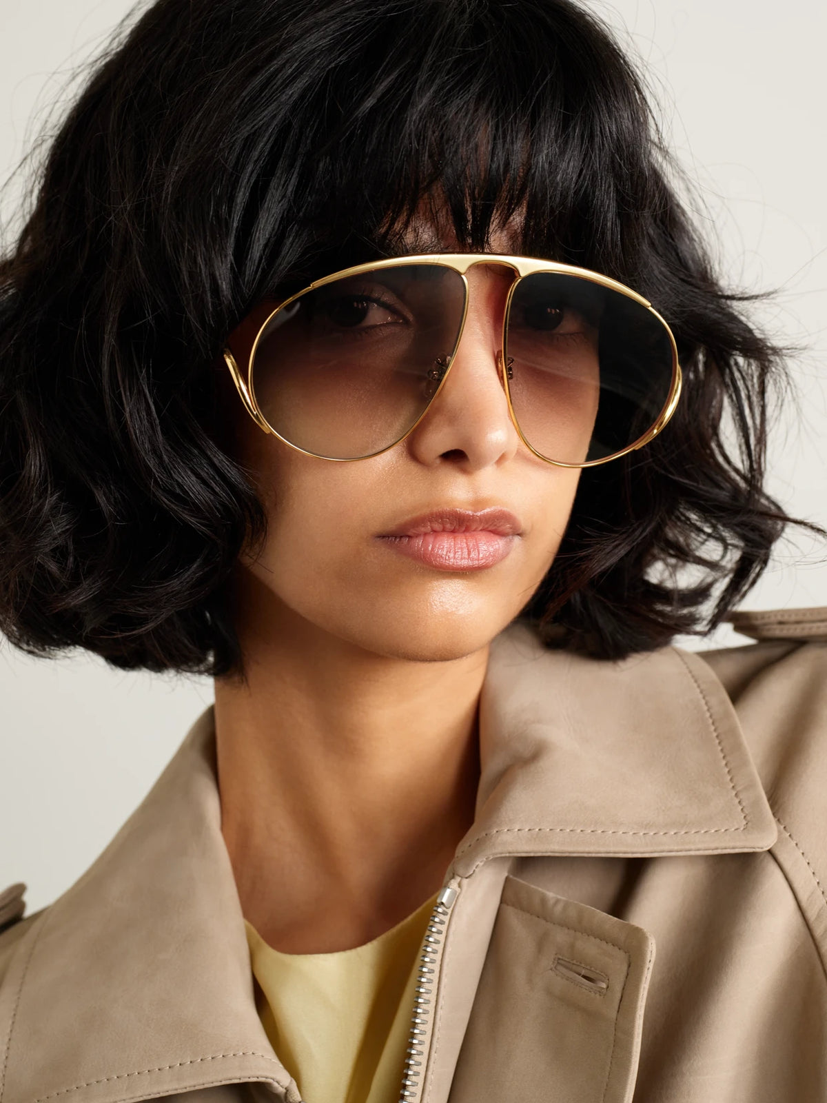 Image of Sunglasses. Product name - Aviator-style Gold-tone Sunglasses in Multi colour by brand - Loewe