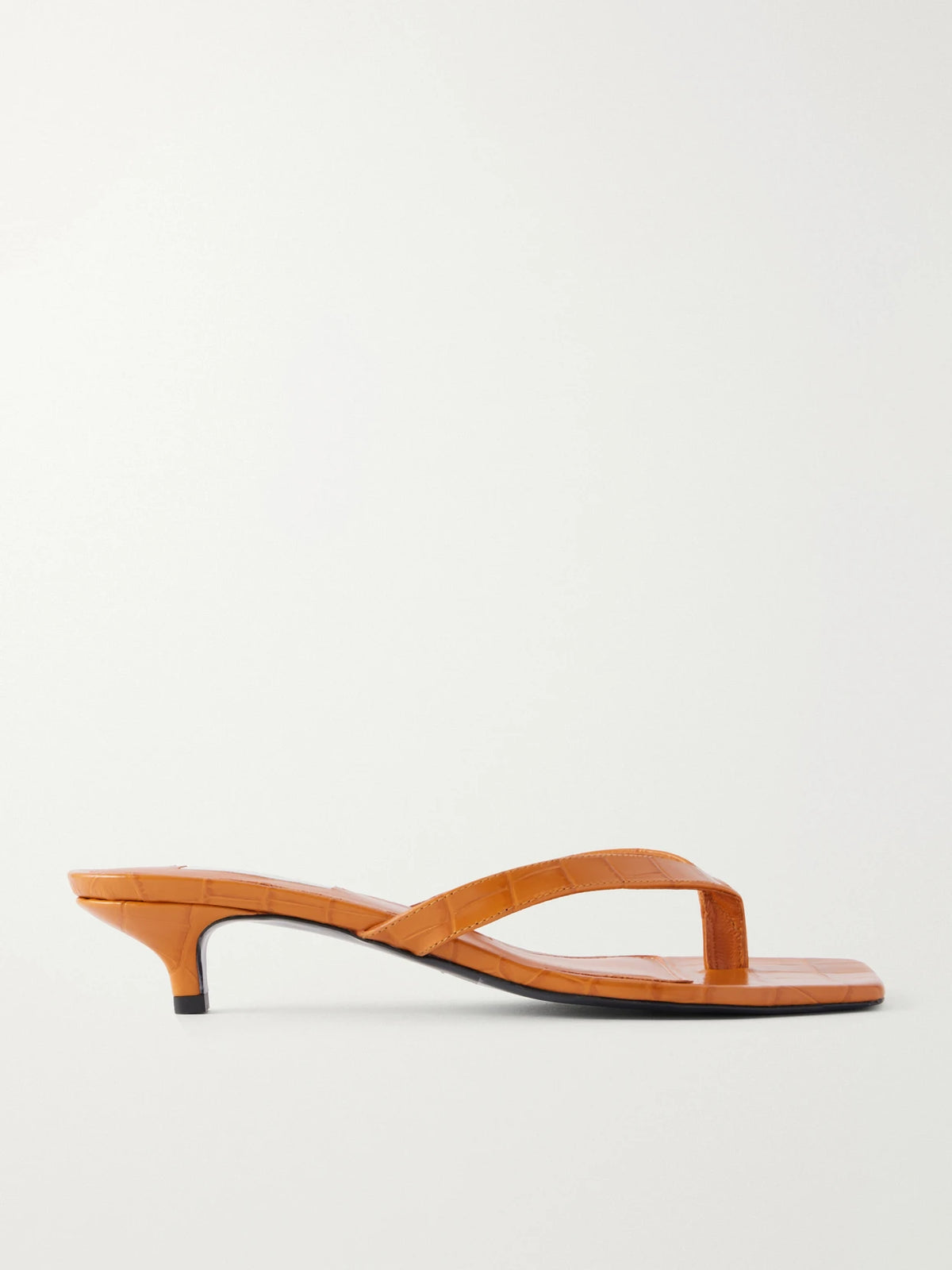Croc-effect Leather Sandals