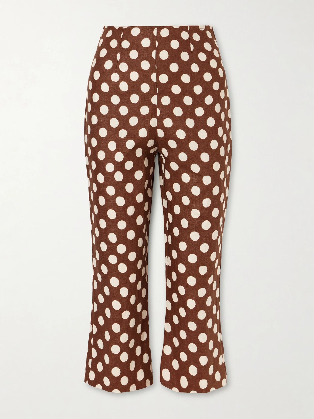 Valeria Polka-dot Linen Straight-leg Capri Pants