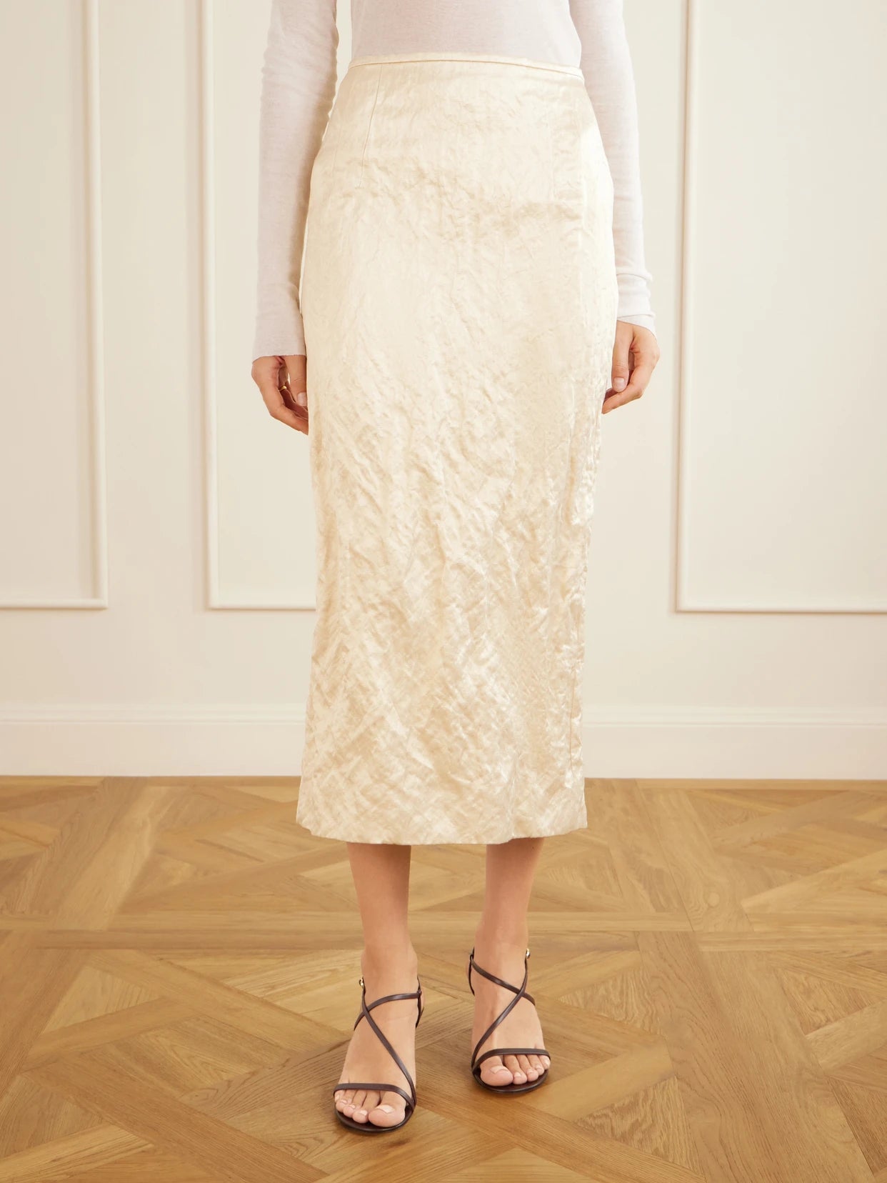 Mena Cloqué Cotton-blend Midi Skirt