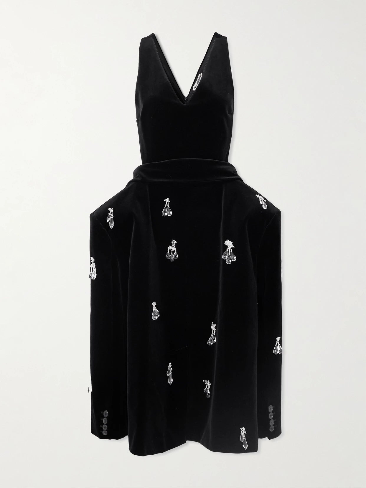 Embellished Padded Cotton-velvet Midi Dress