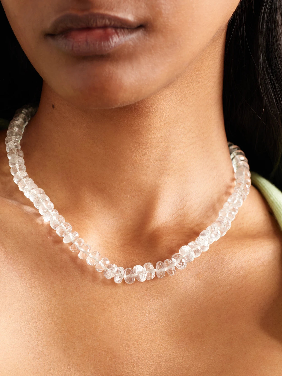 Image of Necklaces. Product name - Gold Quartz Necklace in White colour by brand - JIA JIA