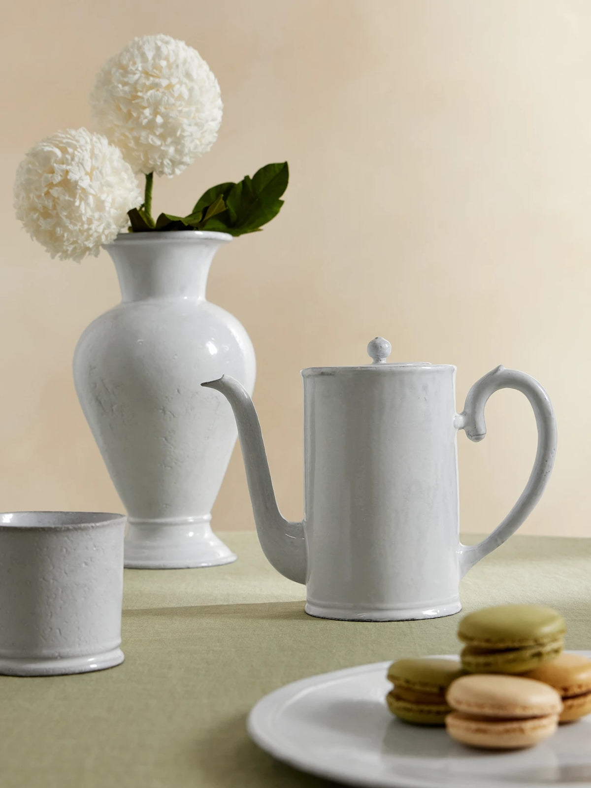 Image of Tableware. Product name - Colbert Small Ceramic Coffee Pot in White colour by brand - Astier De Villatte