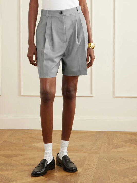Brice Pleated Wool-blend Shorts