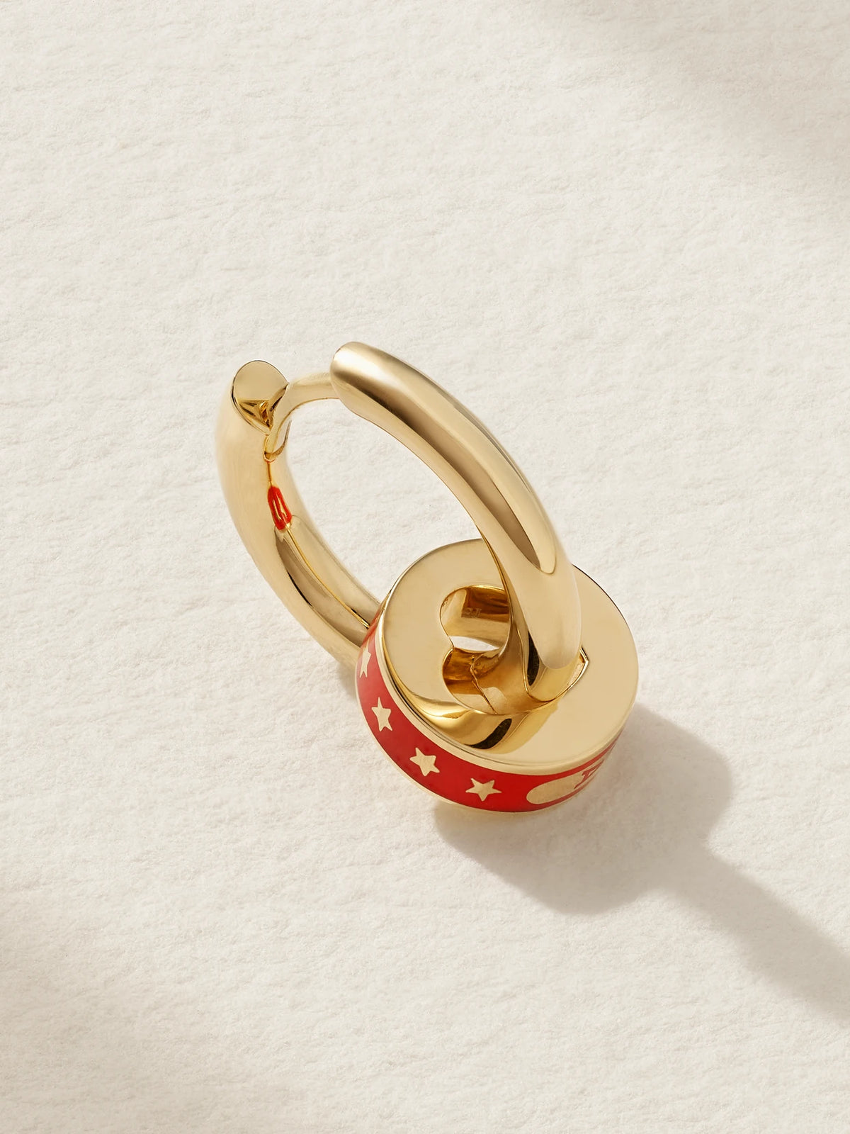 Strength Heart Beat Small 18-karat Gold And Ceramic Single Hoop Earring