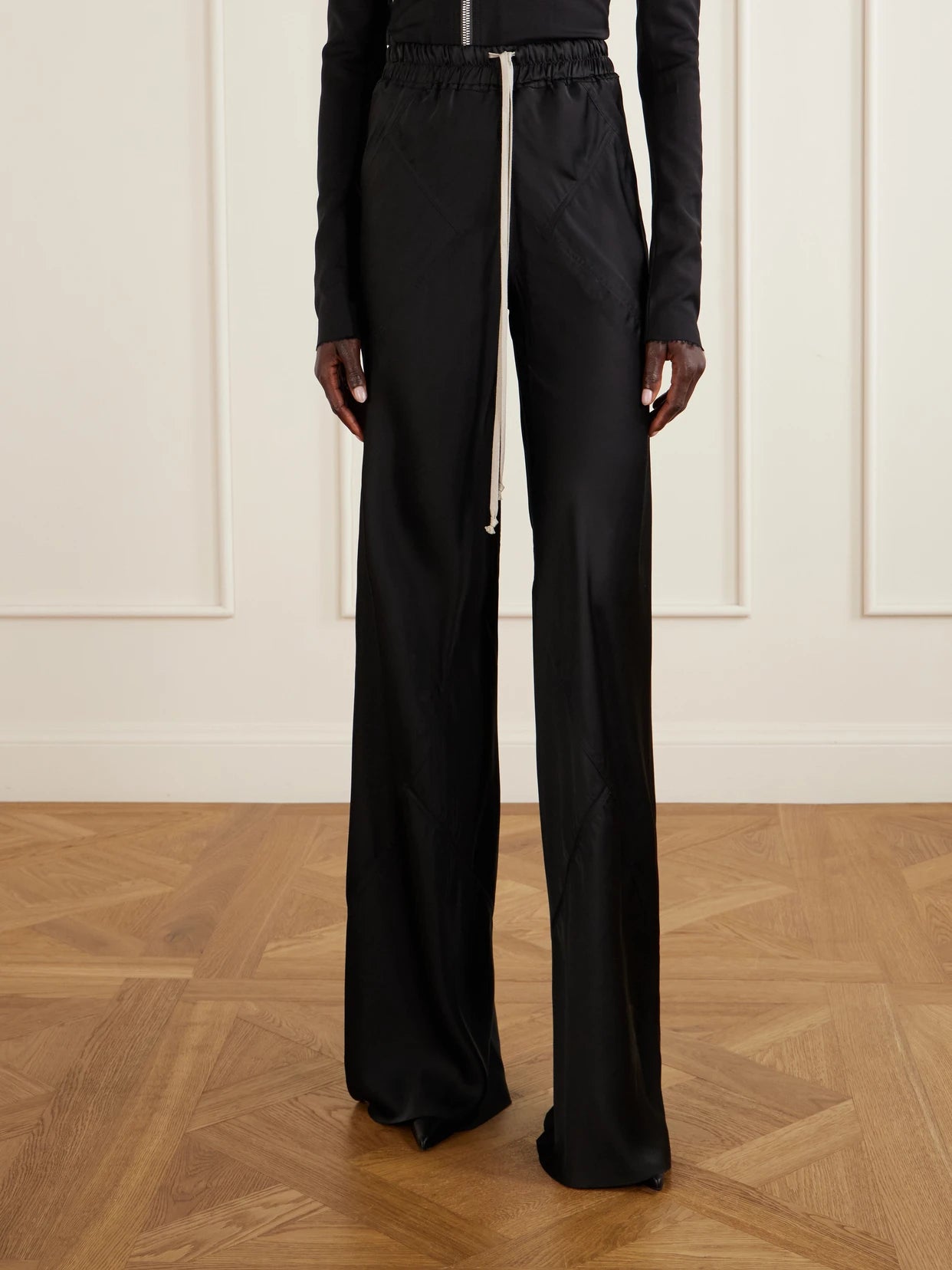 Charmeuse Wide-leg Drawstring Pants