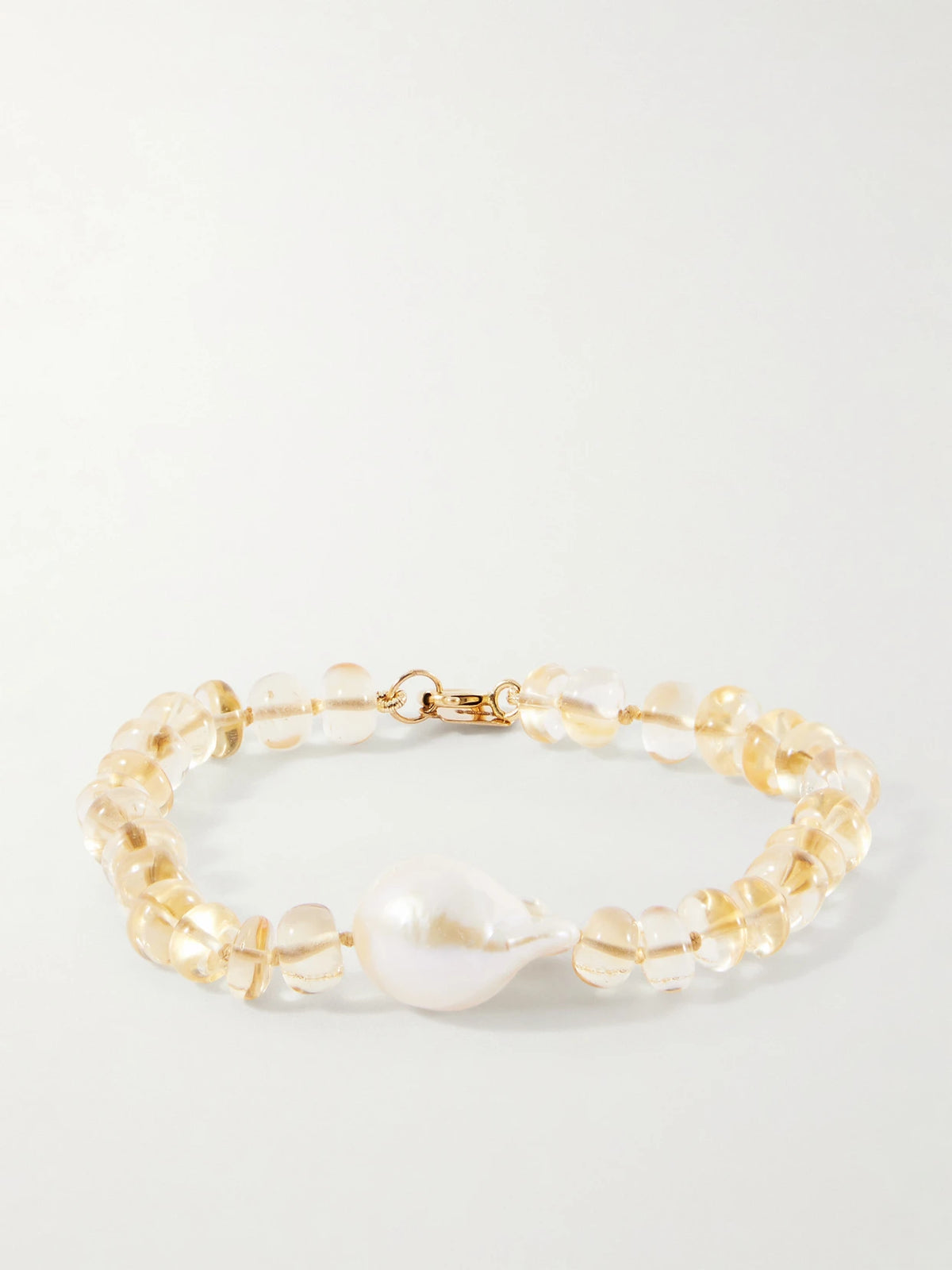 Sunsalt Baroque 14-karat Gold, Citrine And Pearl Beaded Bracelet