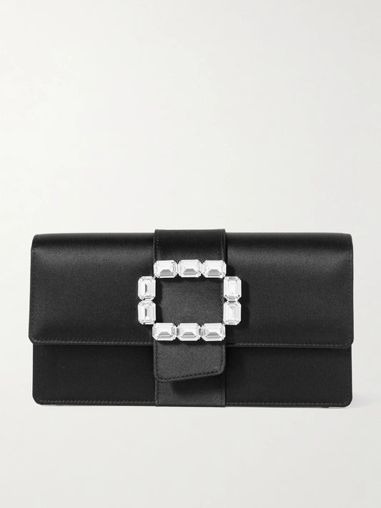 Maycapjou Crystal-embellished Satin Clutch