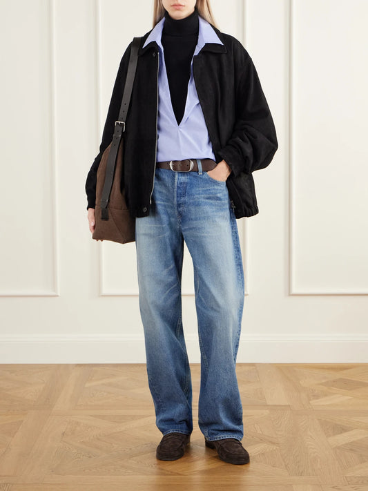 Image of a model wearing Outerwear. Product name - Wool Turtleneck Sweater in Black colour by brand - ssstein