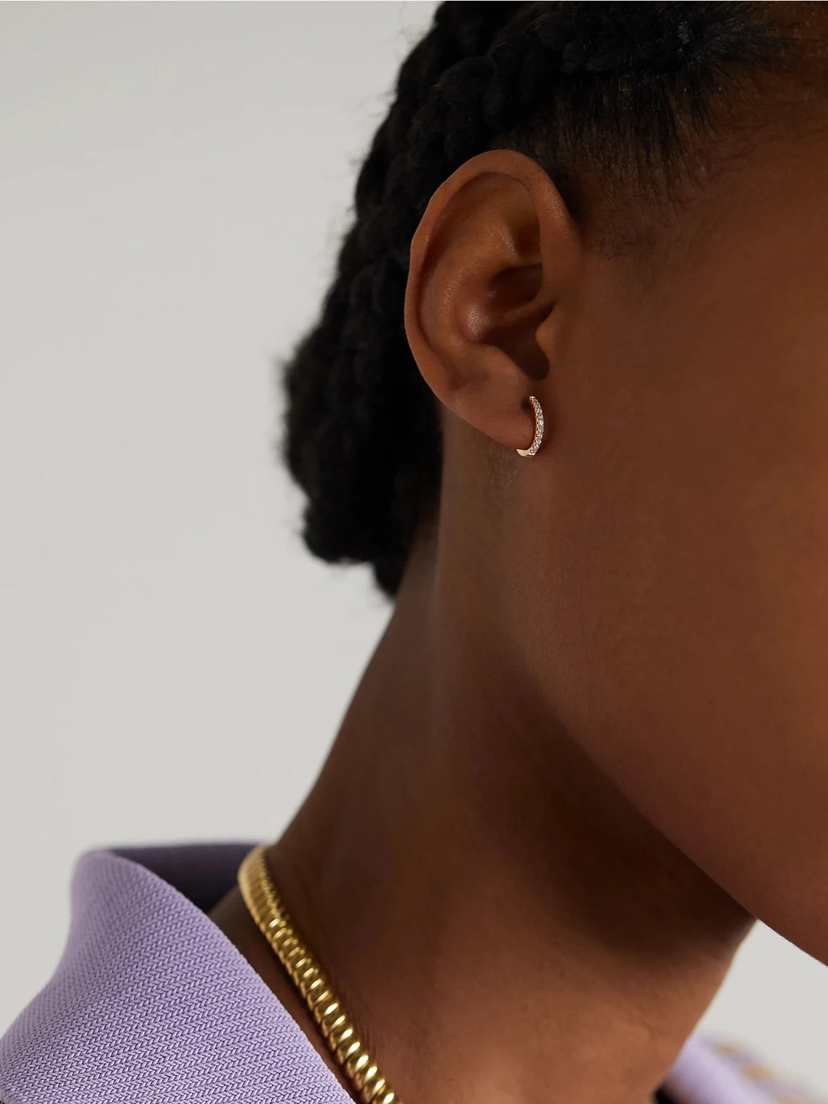 Image of Earrings. Product name - Huggies 18-karat Rose Gold Diamond Earrings in Multi colour by brand - Anita Ko