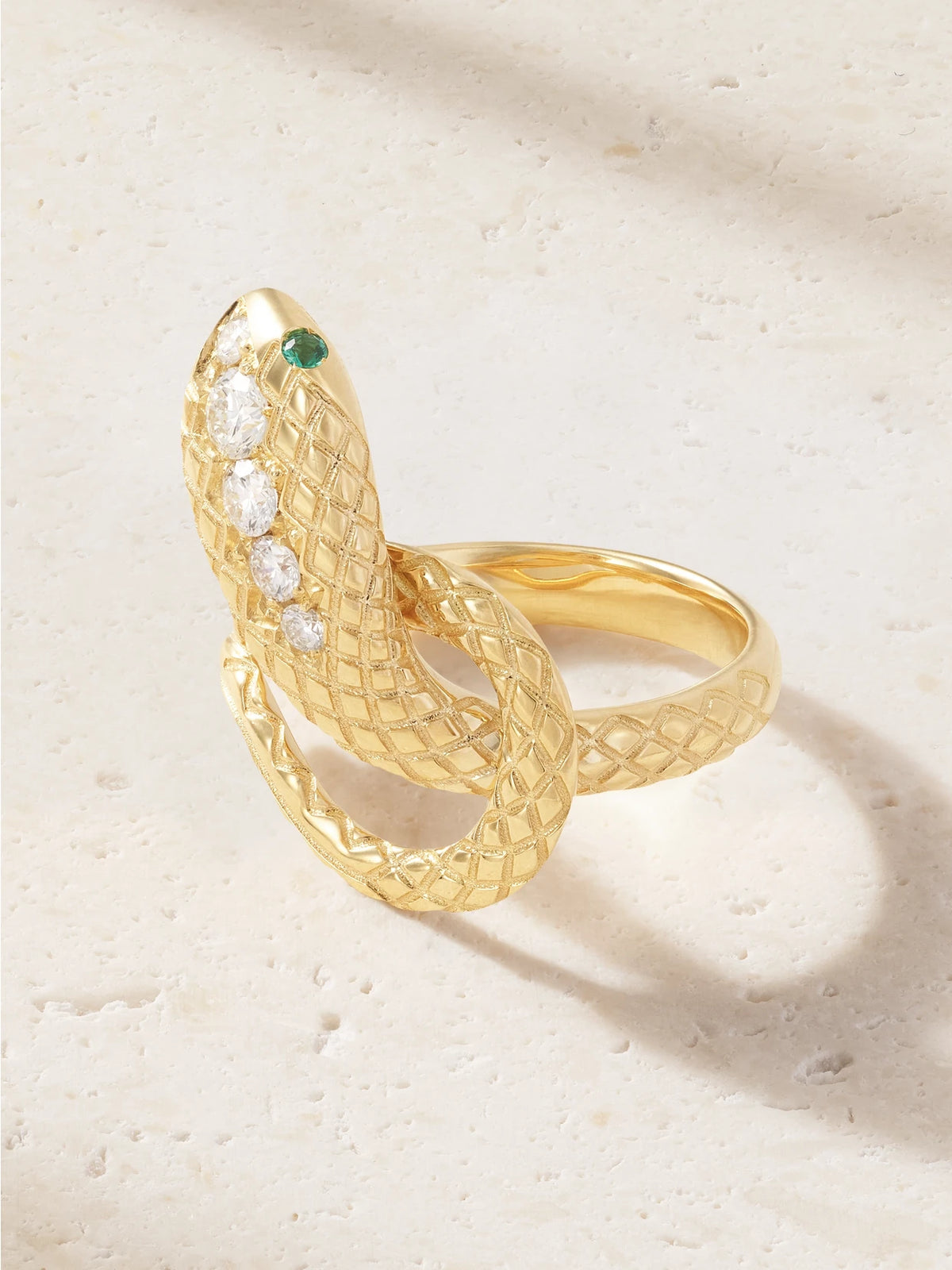 Snake 18-karat Gold, Emerald And Diamond Ring