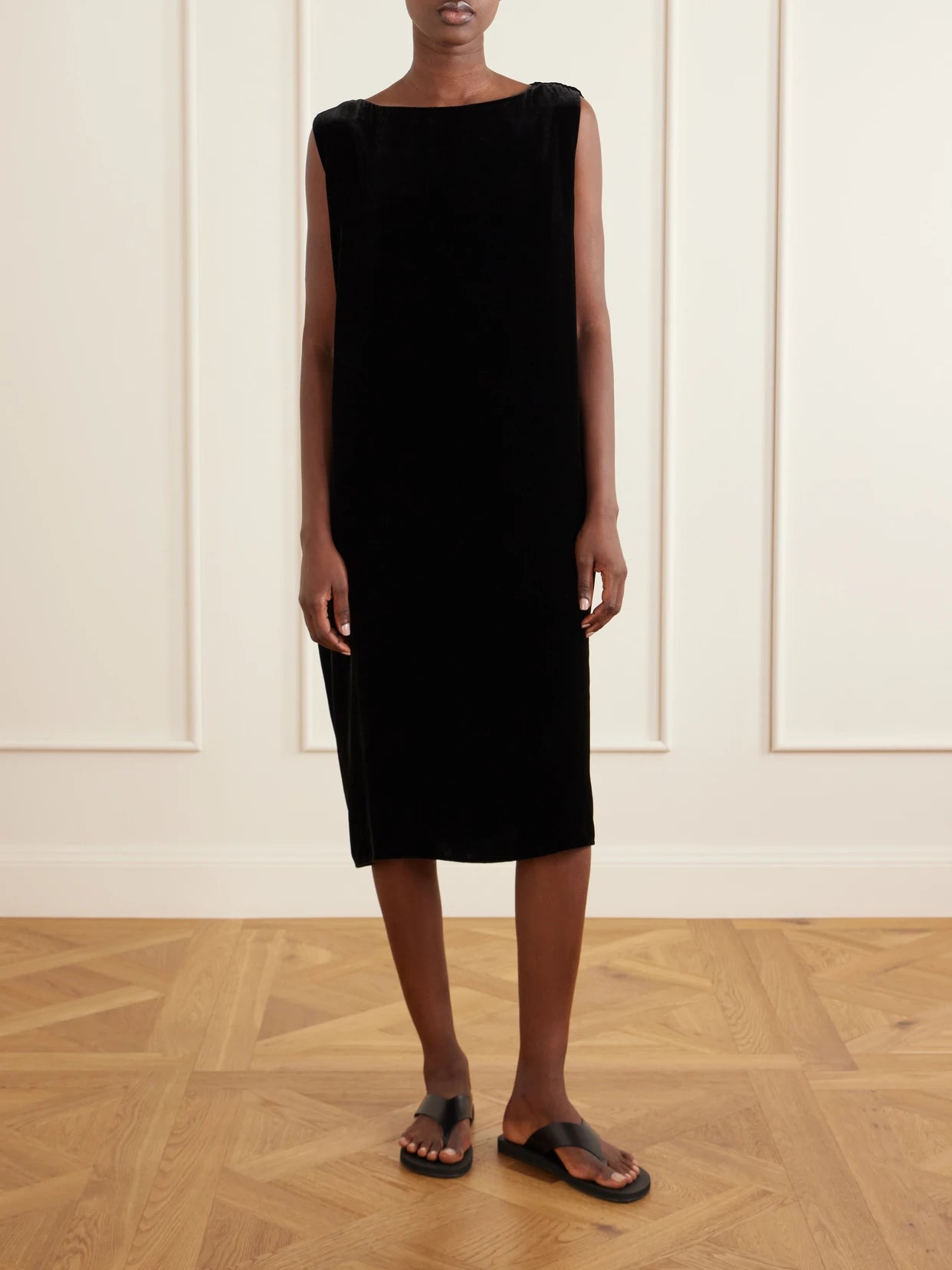 Image of Dresses. Product name - Kaely Velvet Midi Dress in Black colour by brand - The Row