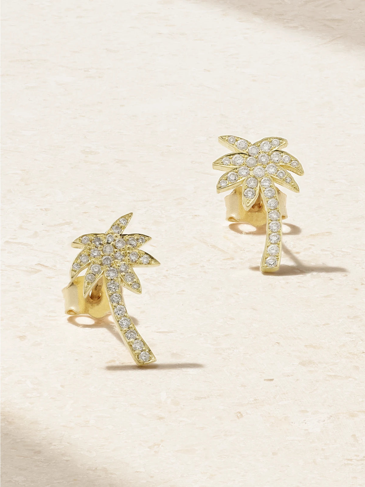 Mini Palm Tree 18-karat Gold Diamonds Earrings