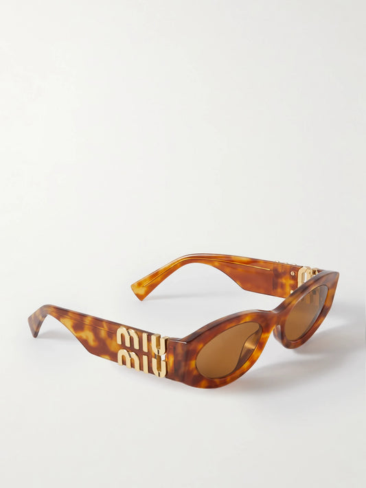 Miu Miu Eyewear Glimpse Oval-frame Tortoiseshell Acetate Sunglasses