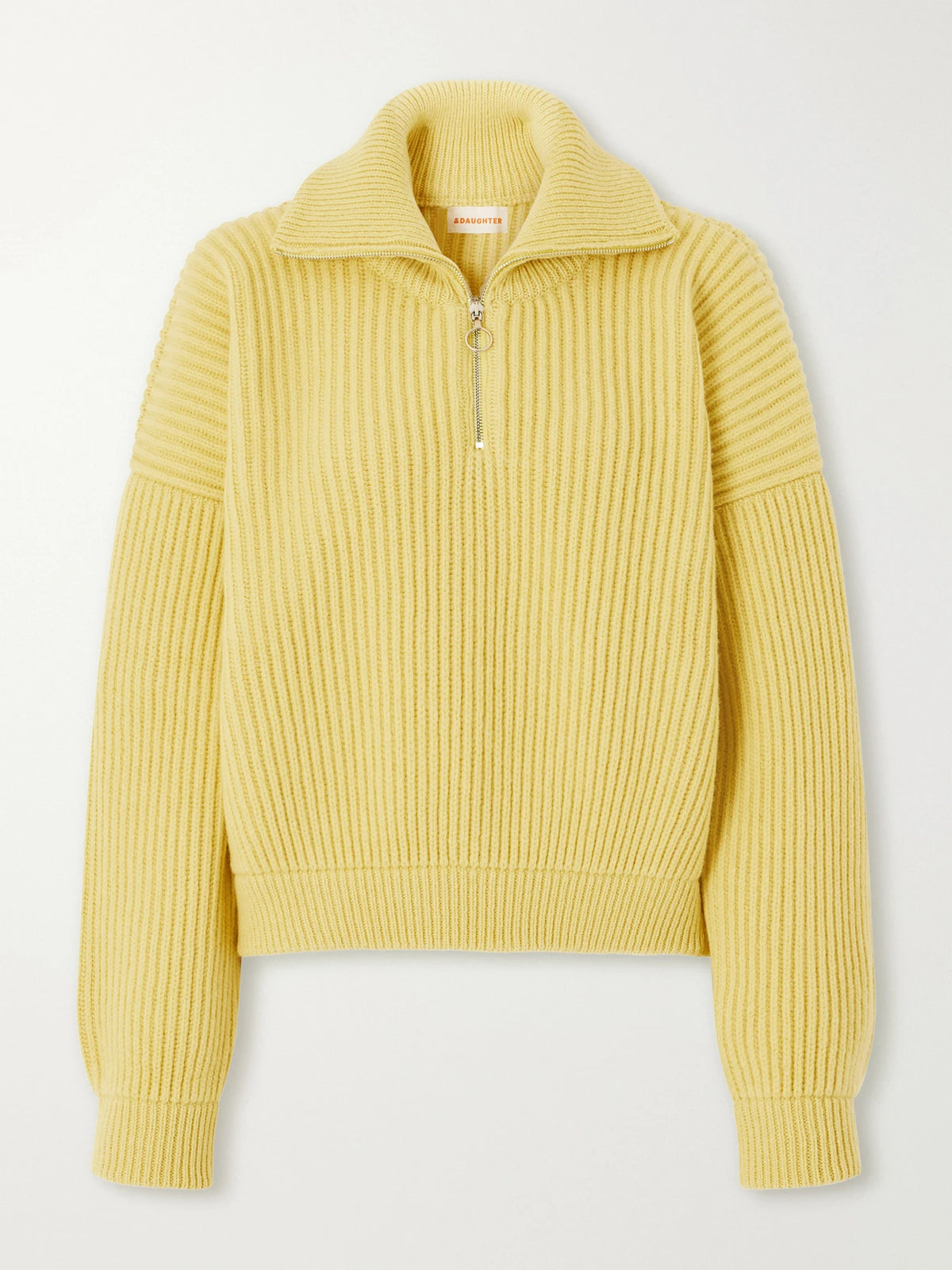 &Daughter Ribbed Wool Half-zip Sweater