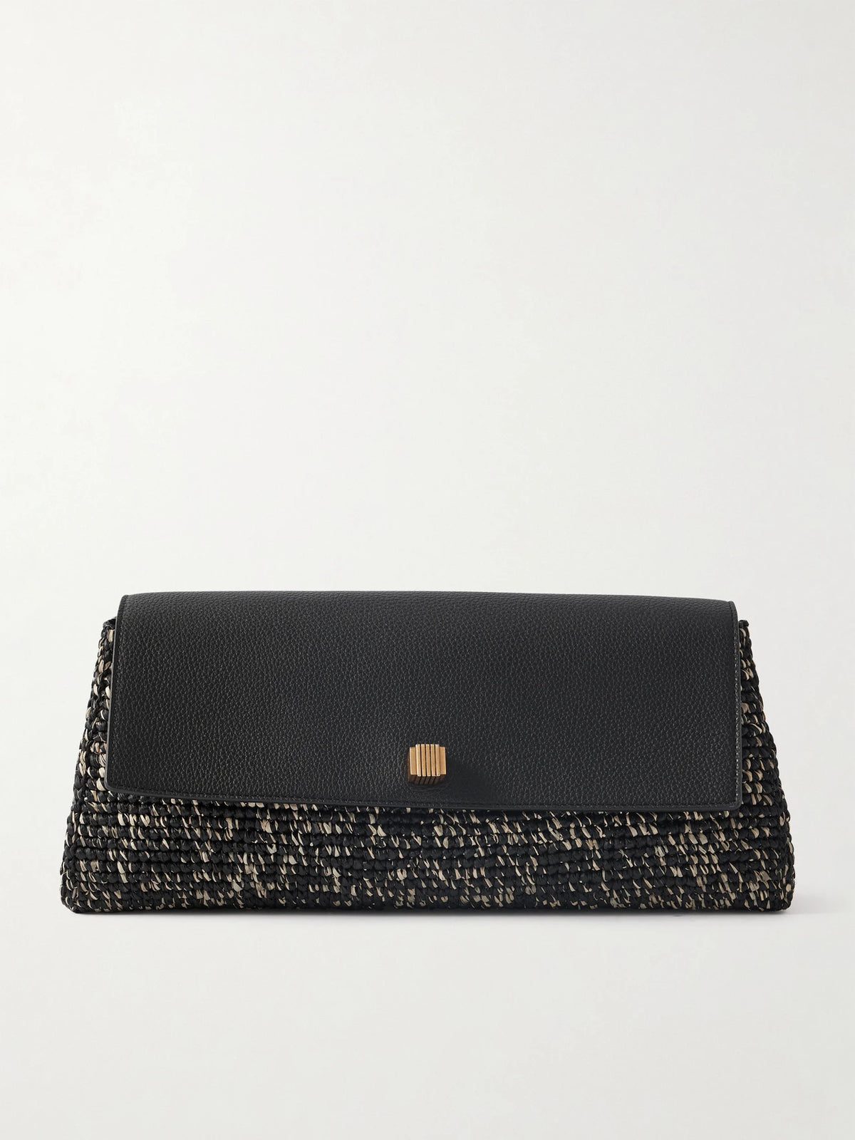 Audrey Textured-leather And Raffia Clutch