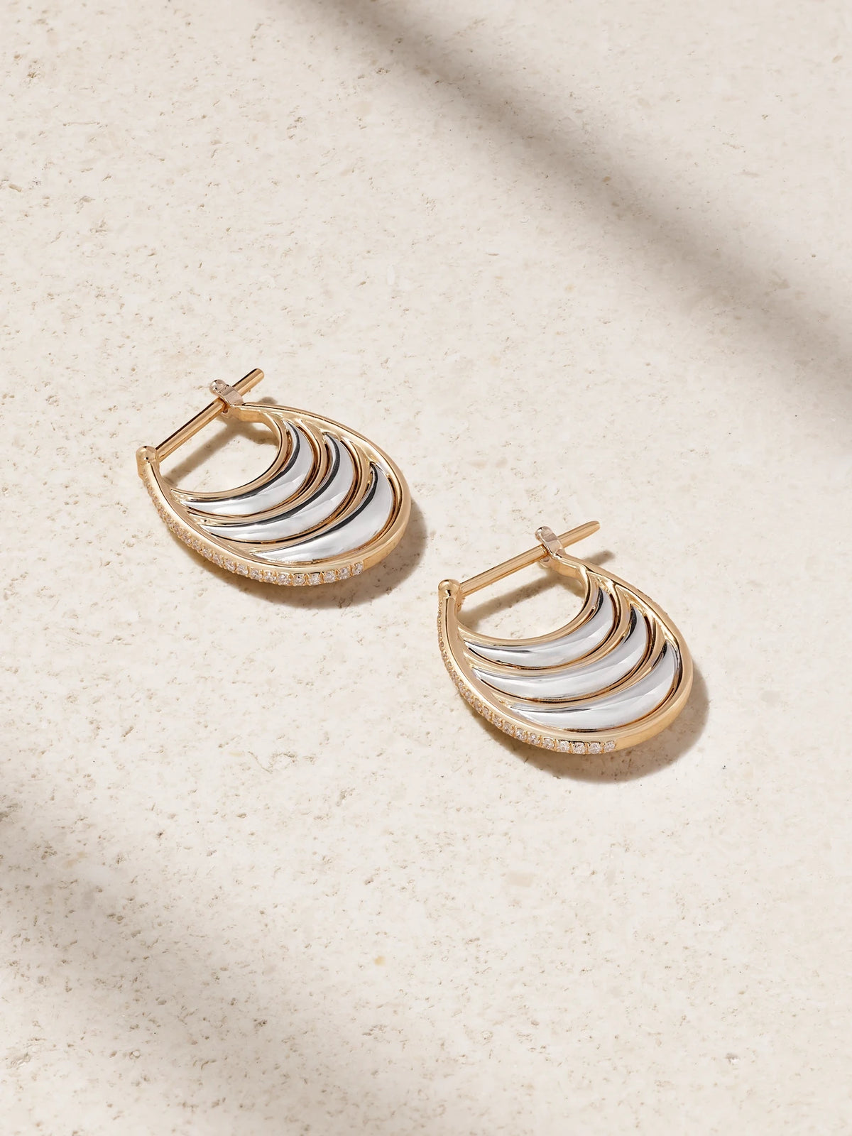 Triple Bloop Moo 18-karat Yellow And White Gold Diamond Earrings