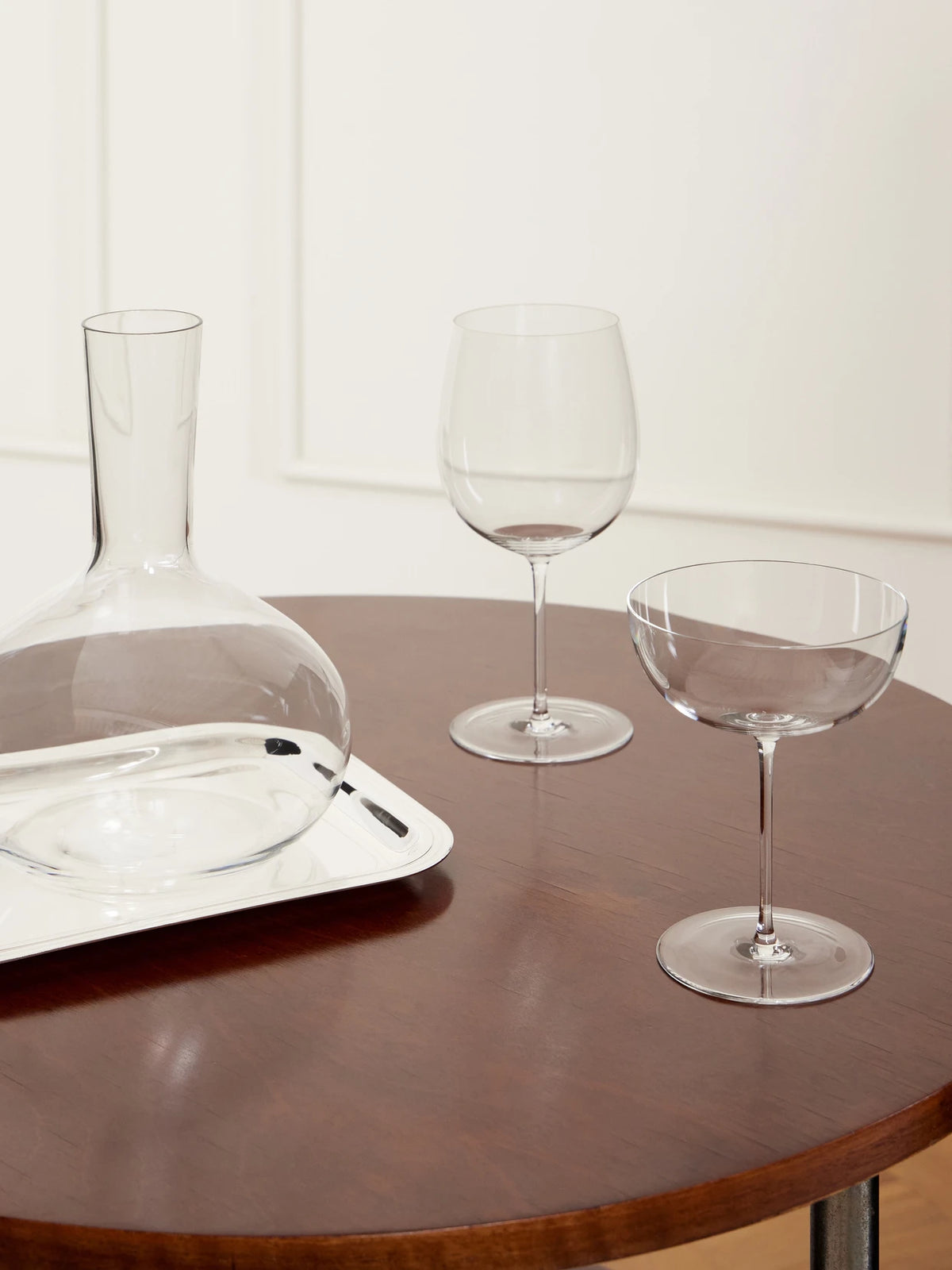 Image of Tableware. Product name - + Polka Crystal Decanter And Wine, Champagne And Water Glasses Set in Clear colour by brand - LOBMEYR