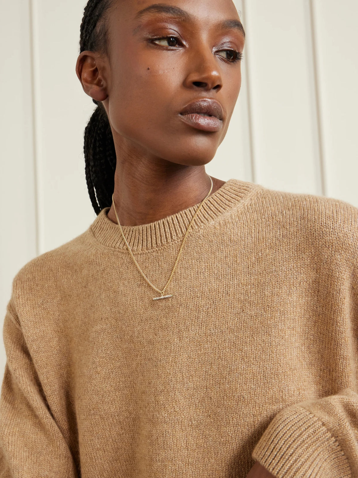 Image of Necklaces. Product name - Baby T-bar 14-karat Gold Diamond Necklace in Green colour by brand - Lucy Delius