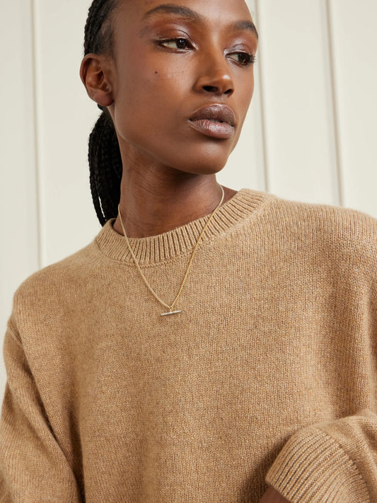 Image of Necklaces. Product name - Baby T-bar 14-karat Gold Diamond Necklace in Green colour by brand - Lucy Delius