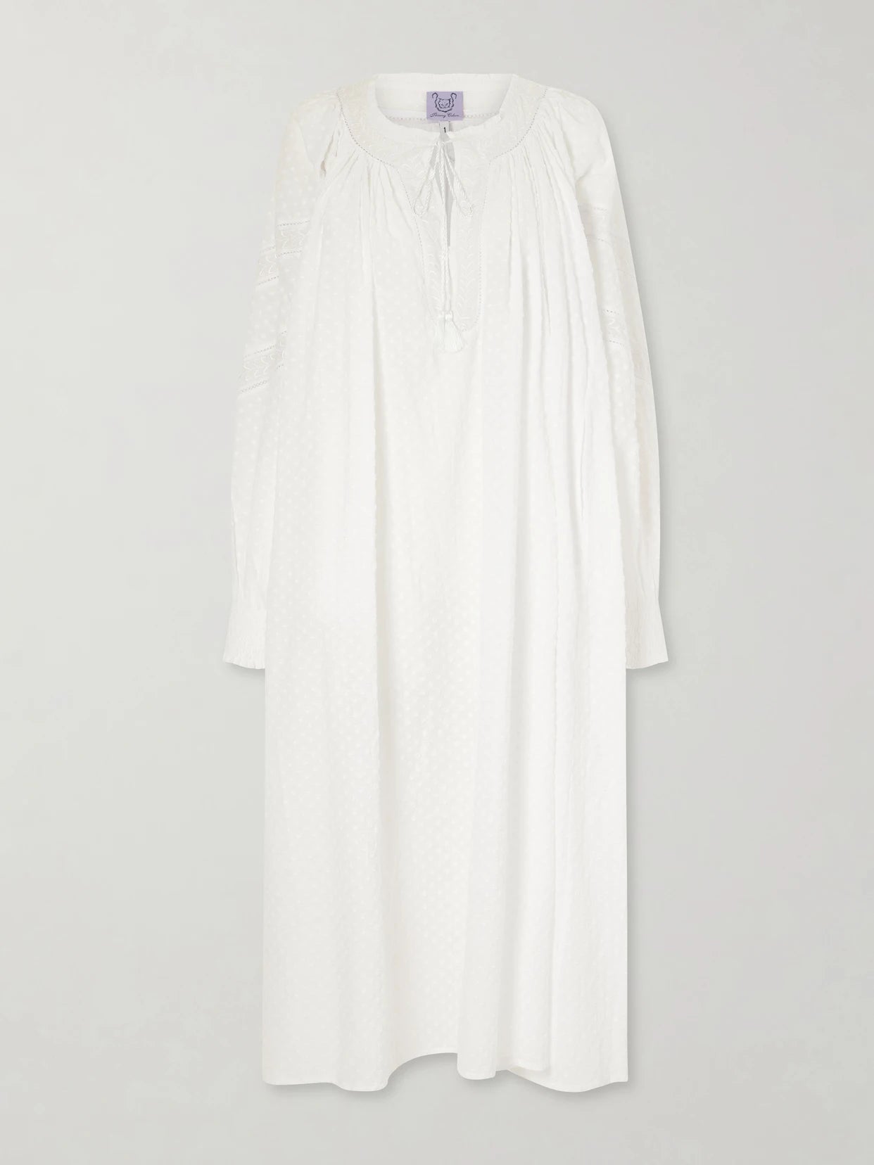 Vladia Ruffled Embroidered Cotton Maxi Dress