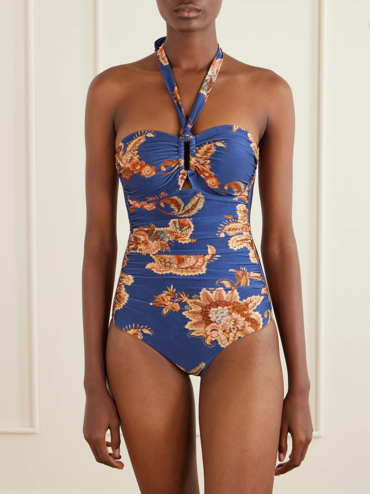 Image of Swimwear. Product name - Aster Floral-print Swimsuit in Multi colour by brand - Zimmermann