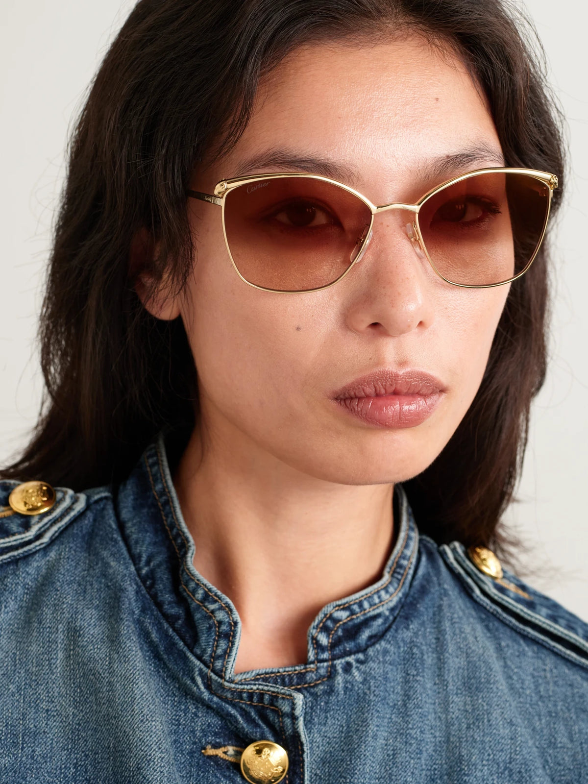 Image of Sunglasses. Product name - Panthère Classic Cat-eye Gold-tone Sunglasses in Multi colour by brand - Cartier Eyewear
