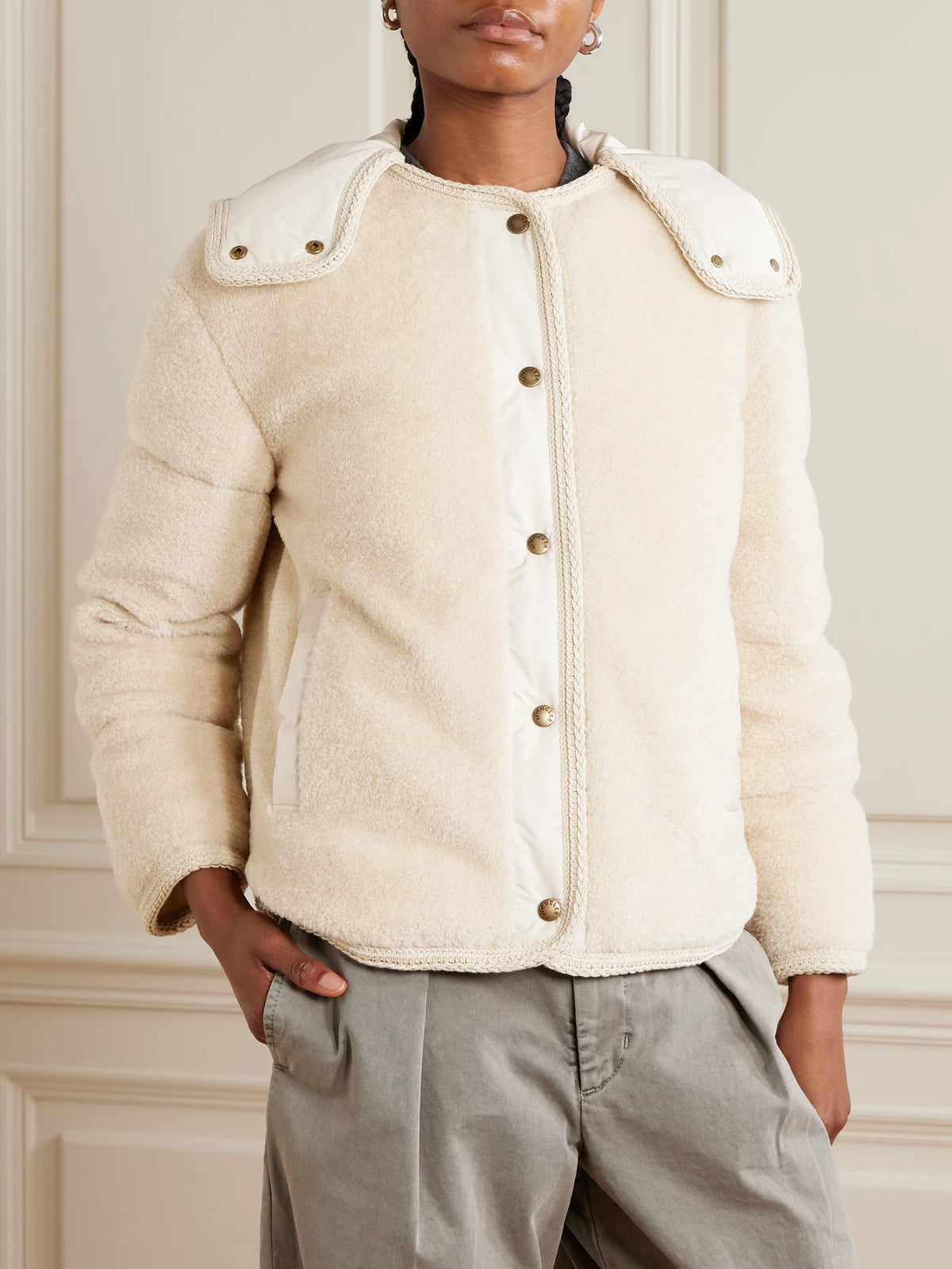 Ciboulette Hooded Shell-trimmed Plush Down Jacket