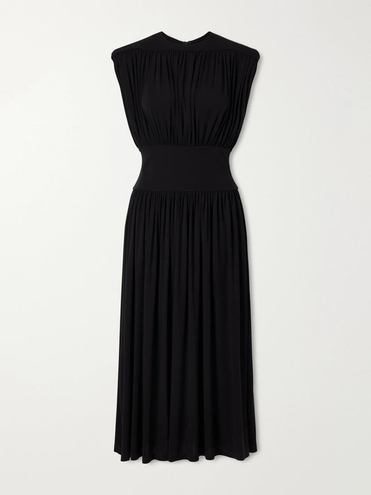 Anine Bing Fran Gathered Crepe Midi Dress