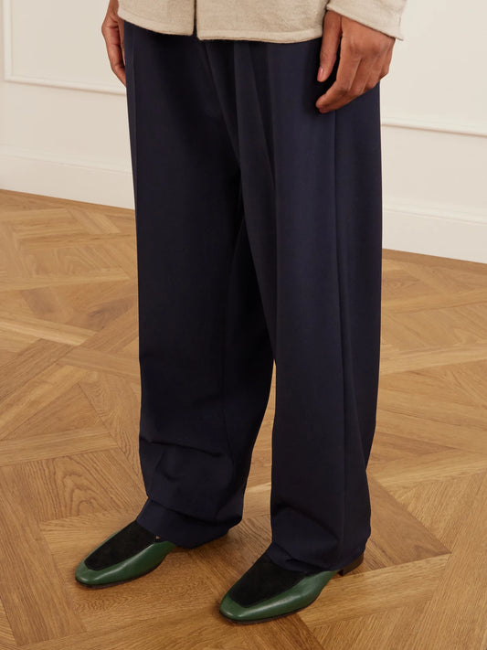 Adam Suede-trimmed Glossed-leather Penny Loafers