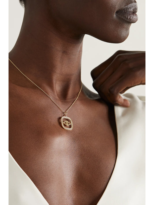 Image of Necklaces. Product name - 14-karat Gold Diamond Necklace in Multi colour by brand - Sydney Evan